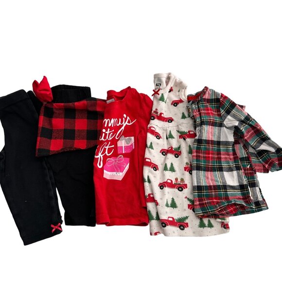 Carters HB Old Navy Baby Girl Holiday Outfit Bundle 9M & 12-18M Plaid Festive - Picture 6 of 13